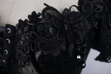 Corset à lacets transparent pour femme avec plumes et fleurs / Corsets noirs élégants en dentelle sexy