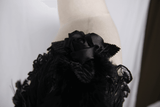 Durchsichtiges Schnürkorsett für Damen im Gothic-Stil mit Federn und Blumen / elegante sexy schwarze Spitzenkorsetts