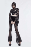 Elegante transparente Hose mit Schnürung / Gothic-Hose mit Blumenspitze und sexy Damenbekleidung 