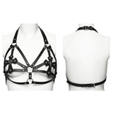 Ladies Gothic Cross Harness with Metal Ring Straps