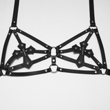 Ladies Gothic Cross Harness with Metal Ring Straps
