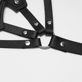 Ladies Gothic Cross Harness with Metal Ring Straps