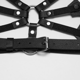 Ladies Gothic Cross Harness with Metal Ring Straps