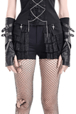 Ladies Gothic Lace Inset Shorts with Zip Pockets