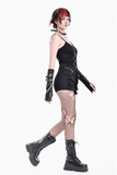 Ladies Gothic Lace Inset Shorts with Zip Pockets