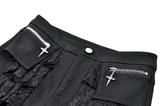 Ladies Gothic Lace Inset Shorts with Zip Pockets