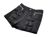 Ladies Gothic Lace Inset Shorts with Zip Pockets