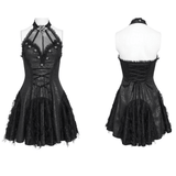 Ladies' Halter Bustier Mini Dress with Lace Edges