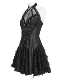 Ladies' Halter Bustier Mini Dress with Lace Edges