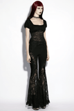 Ladies Sexy Gothic Lace Panel Flared Denim Pants