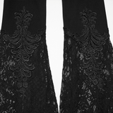 Ladies Sexy Gothic Lace Panel Flared Denim Pants