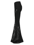 Ladies Sexy Gothic Lace Panel Flared Denim Pants