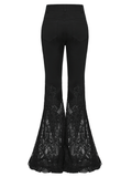 Ladies Sexy Gothic Lace Panel Flared Denim Pants
