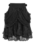 Layered Gothic Lace Skirt with Ruffles and Belt Details
