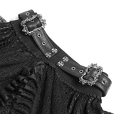 Layered Gothic Lace Skirt with Ruffles and Belt Details