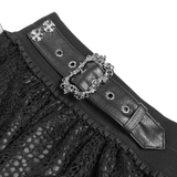 Layered Gothic Lace Skirt with Ruffles and Belt Details