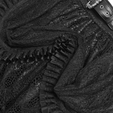 Layered Gothic Lace Skirt with Ruffles and Belt Details