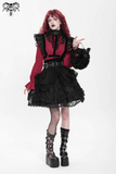 Layered Gothic Lace Skirt with Ruffles and Belt Details