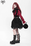 Layered Gothic Lace Skirt with Ruffles and Belt Details