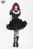 Layered Gothic Lace Skirt with Ruffles and Belt Details