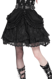 Layered Gothic Lace Skirt with Ruffles and Belt Details