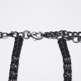 Layered Metal Skull Necklace with Gothic Chain Harness