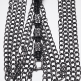 Layered Metal Skull Necklace with Gothic Chain Harness