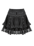 Layered Ruffle Mini Skirt with Lace Details and Straps