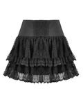 Layered Ruffle Mini Skirt with Lace Details and Straps