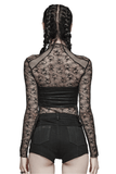Long Sleeves Cyber Punk Top: Black Lace Spiderweb Design