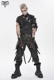 Male Cyberpunk Faux Leather Harness Vest with Buckles