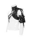Male Cyberpunk Faux Leather Harness Vest with Buckles