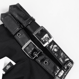 Male Cyberpunk Faux Leather Harness Vest with Buckles