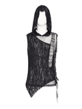 Male Hooded Mesh Tank Top with Chains and Buckled Strap
