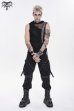 Male Hooded Mesh Tank Top with Chains and Buckled Strap