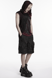 Men's Black Cyberpunk Cargo Shorts with Strap Buckles