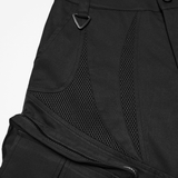Men's Black Cyberpunk Cargo Shorts with Strap Buckles
