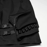 Men's Black Cyberpunk Cargo Shorts with Strap Buckles