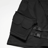 Men's Black Cyberpunk Cargo Shorts with Strap Buckles