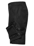 Men's Black Cyberpunk Cargo Shorts with Strap Buckles