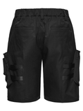 Men's Black Cyberpunk Cargo Shorts with Strap Buckles