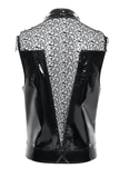 Men's Black PVC Mesh Punk Vest with Chains and Spikes