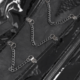 Men's Black PVC Mesh Punk Vest with Chains and Spikes