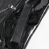 Men's Black PVC Mesh Punk Vest with Chains and Spikes