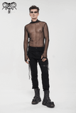 Men's Gothic Slim Fit Net Long Sleeve Top / Punk Black Mesh