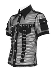 Men's Industrial Mesh Shirt with Buckle Accents