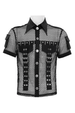 Men's Industrial Mesh Shirt with Buckle Accents