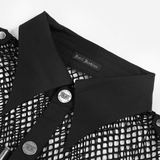 Men's Industrial Mesh Shirt with Buckle Accents