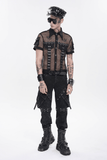 Men's Industrial Mesh Shirt with Buckle Accents