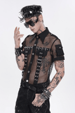 Men's Industrial Mesh Shirt with Buckle Accents